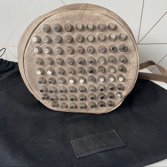 Alexander Wang Taupe Textured Leather Diego Bucket Bag - Picture 16 of 16